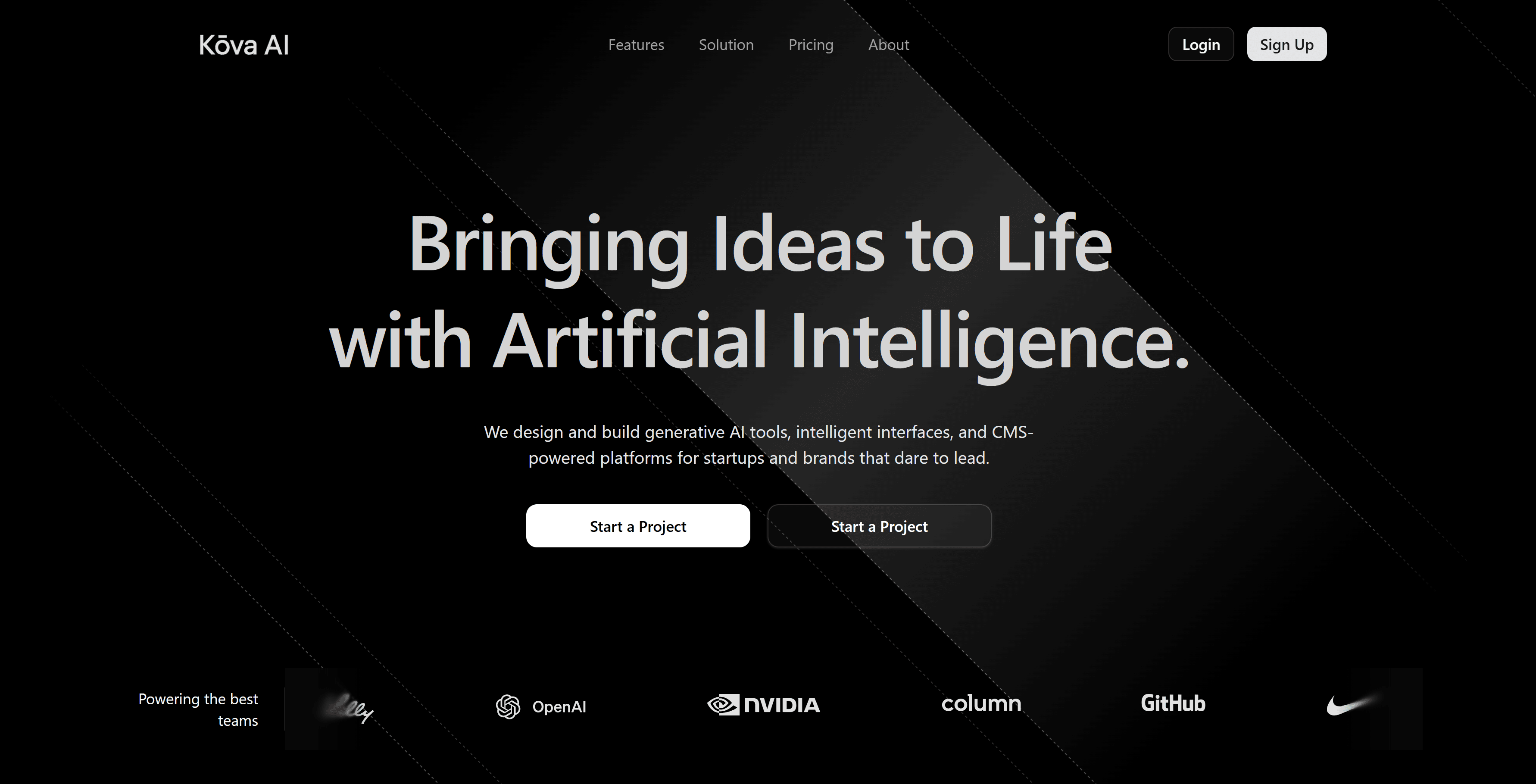 Kōva AI — Fictional AI Product Studio
