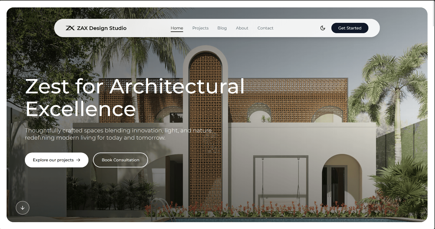ZAX Design Studio website imagery
